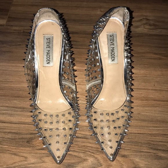 Steve Madden Shoes - Steve Madden spike studs clear pump heel
